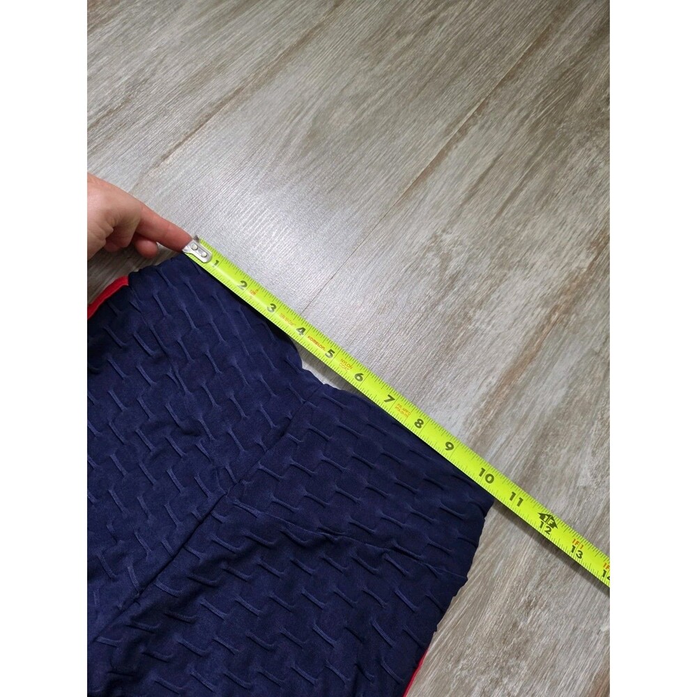 NWT Canoan Anti Cellulite Scrunch Bum Leggings Navy Red White Stripe Textured M - Picture 6 of 10